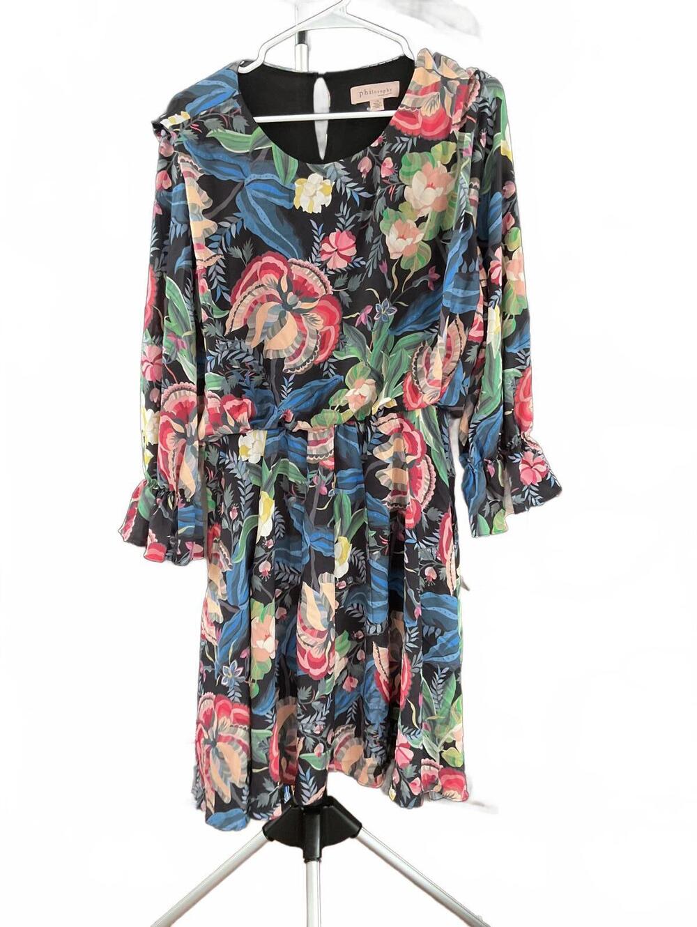 Philosophy Republic Clothing Floral Print Long Sleeve Dress Size Large